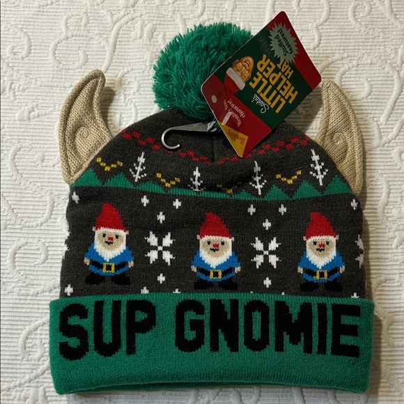 Green and Gray Holiday Gnome Beanie - Picture 1 of 6